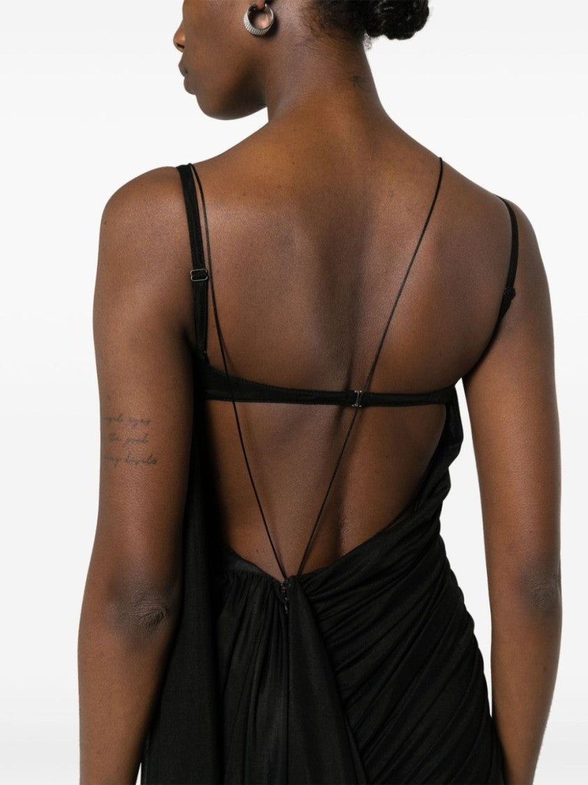 Mugler Draped Black Mini Dress