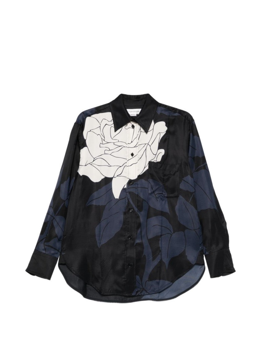 Victoria Beckham Oversized Twill Shirt With Floral Pattern