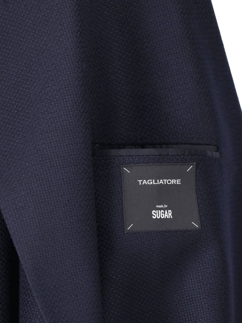 Tagliatore Navy Blue Virgin Wool Blazer