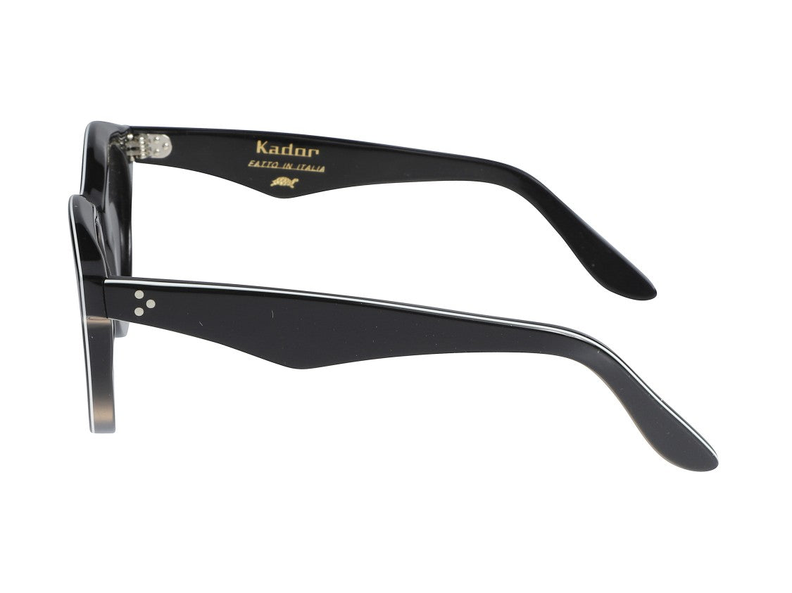 Kador Black Thick Silver Round Sunglasses