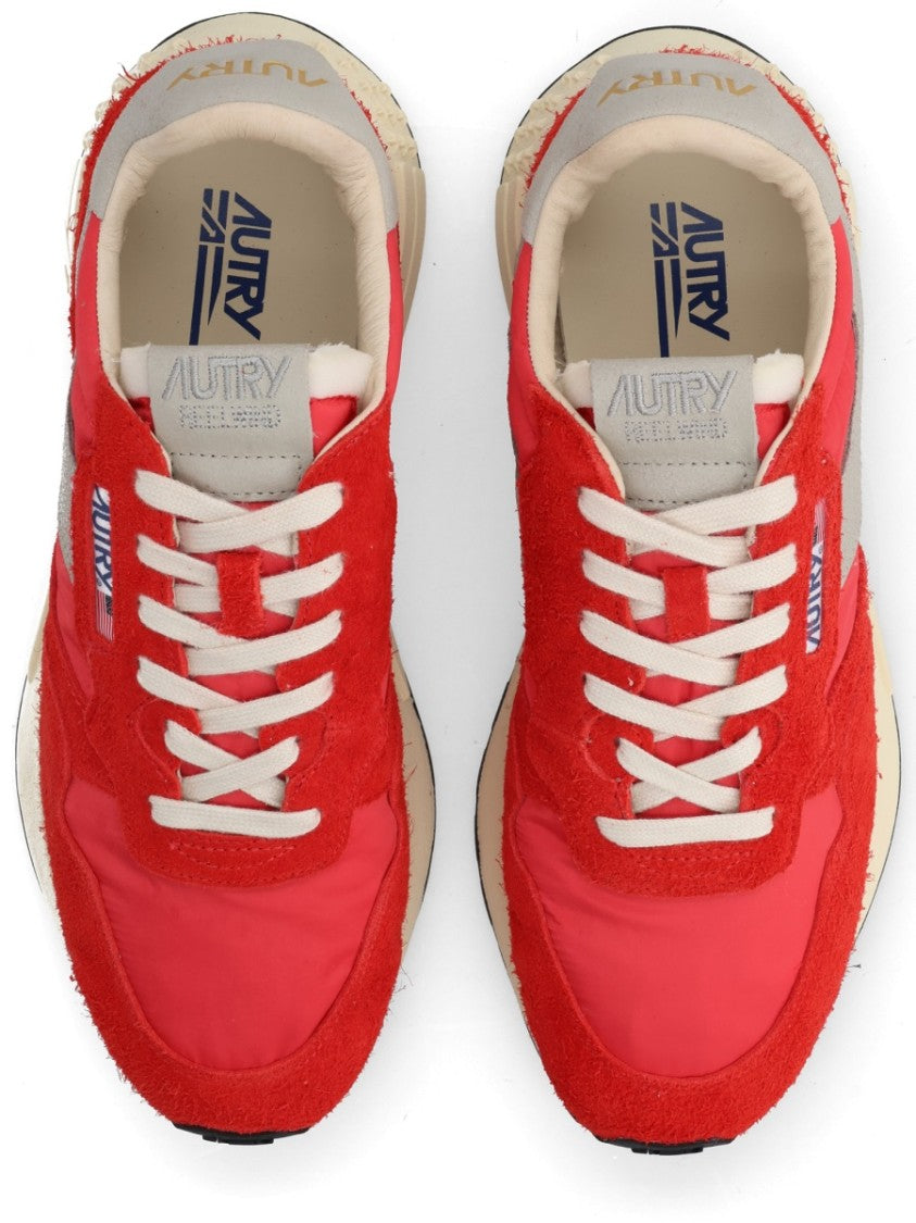 Autry Red Reelwind Low Suede Overlay Sneakers