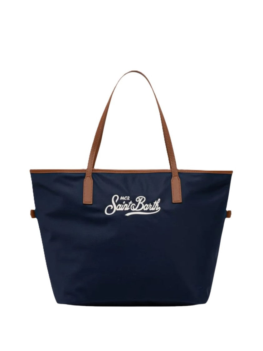 Mc2 Saint Barth City Bag Mid Nylon With Zip Closure And Embroidered Logo
