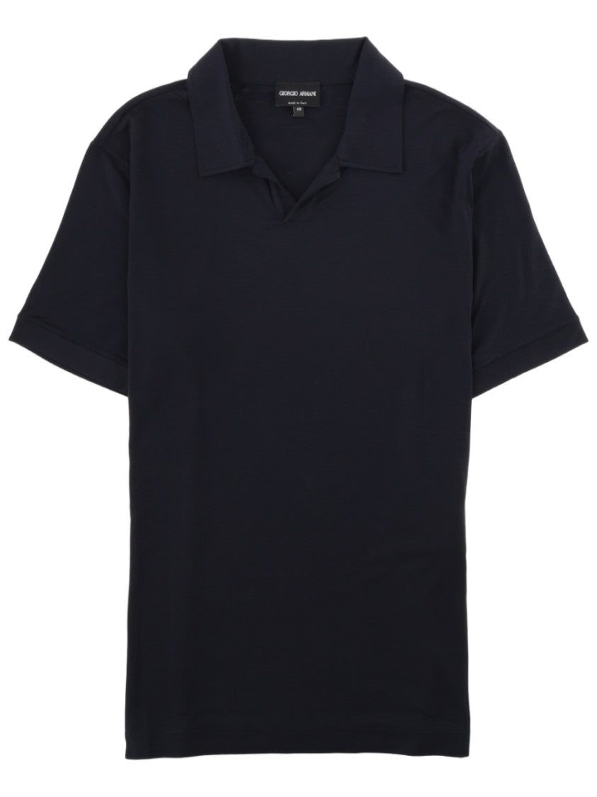 Giorgio Armani Black Stretch Viscose Jersey Polo Shirt