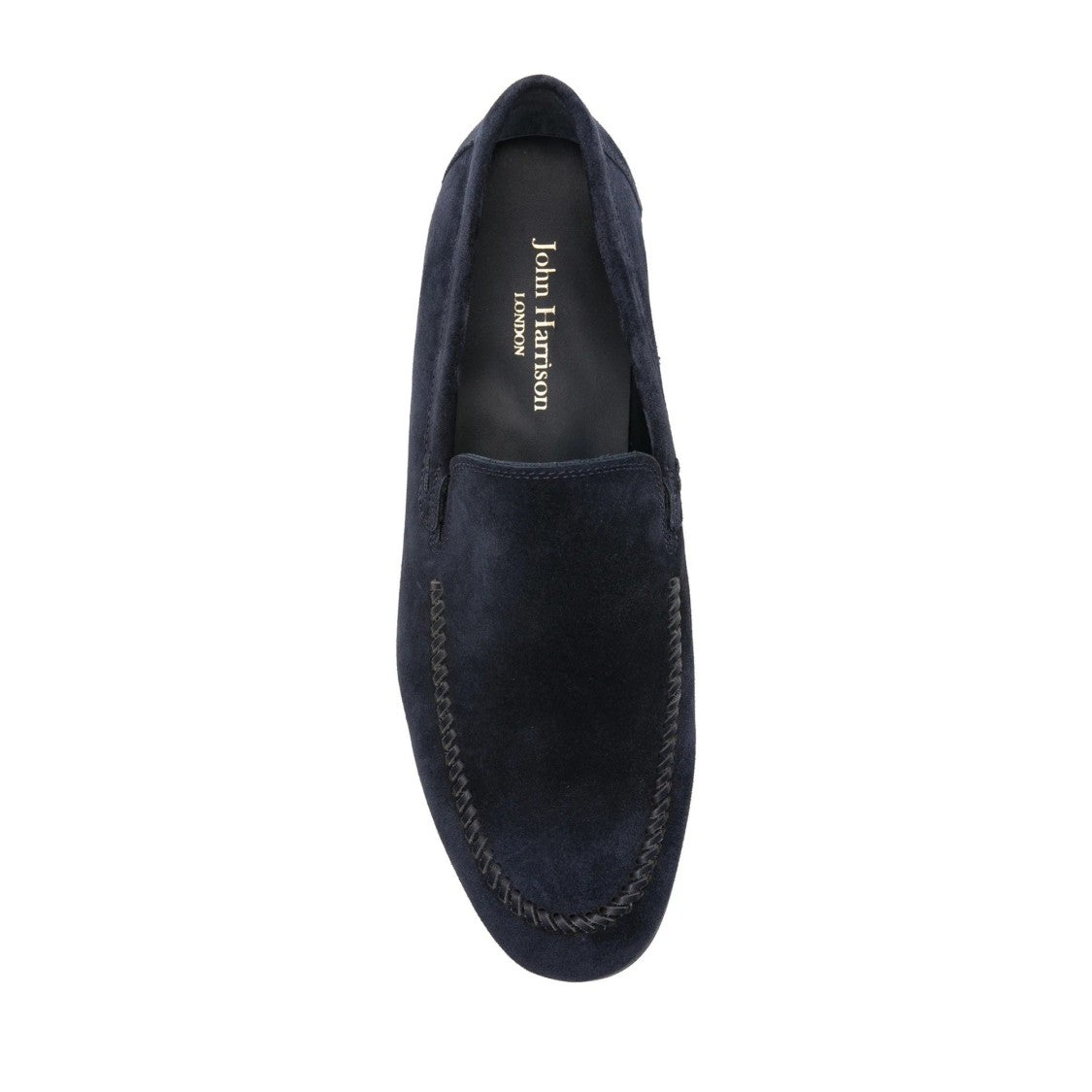 John Harrison Blue Suede Decorative Stitching Loafers