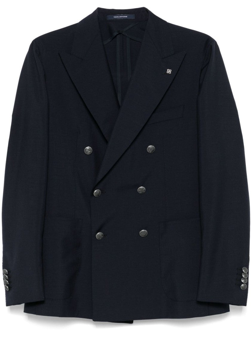 Tagliatore Double-Breasted Midnight Blue Blazer With Tailored Details
