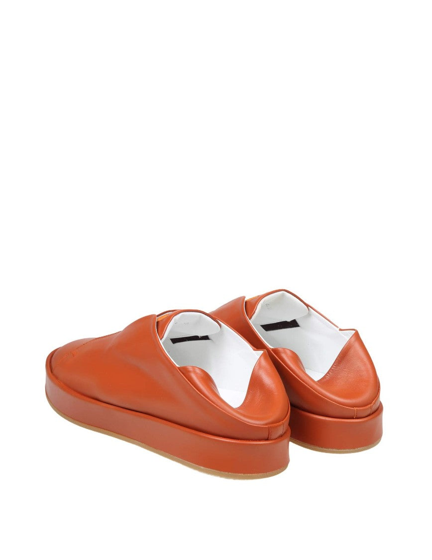 Marco Castelli Slip On Sneakers In Orange Leather