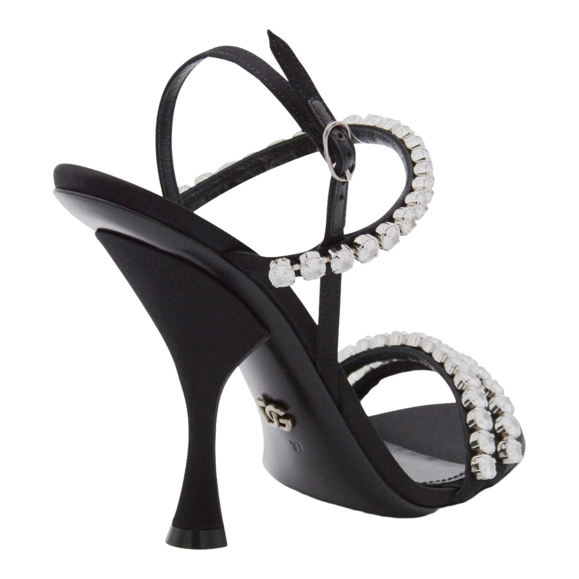 Dolce & Gabbana High-Heeled Black Sandals With Rhinestone Embellishments