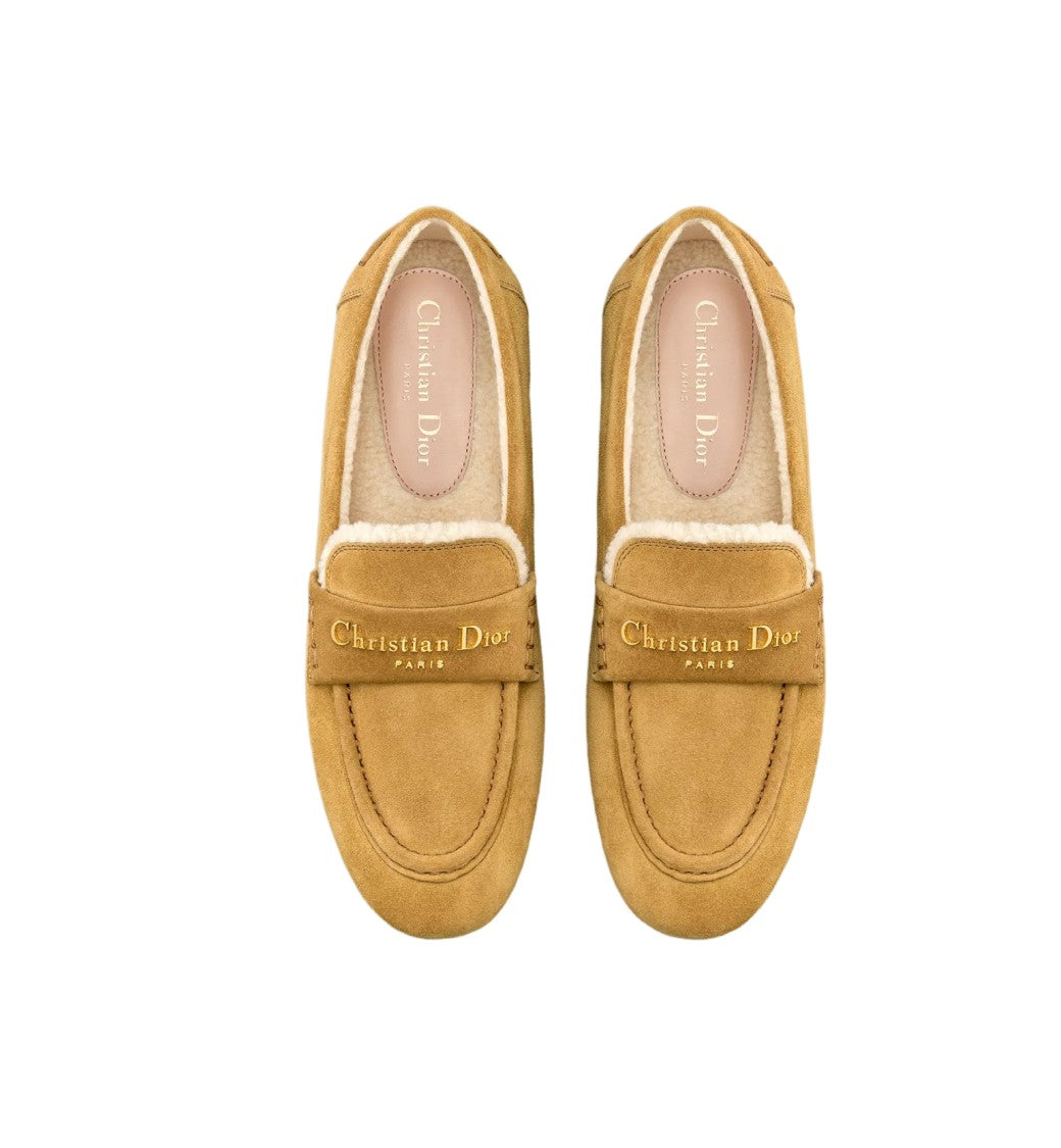 Christian Dior Tan Classic Suede Shearling Lined Loafers