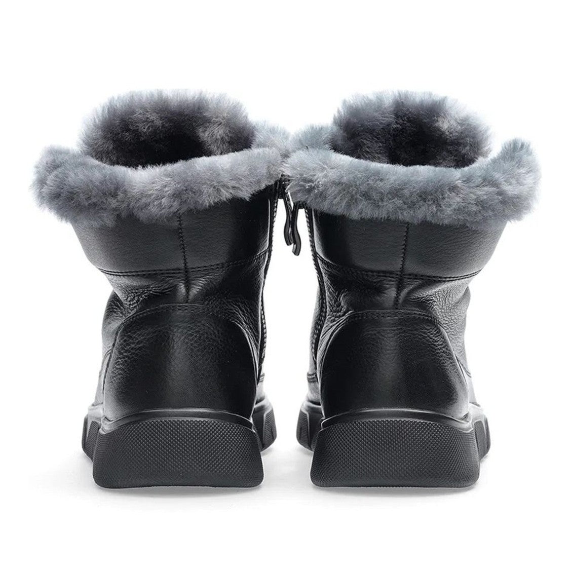 Ara Black Rom Wedge Fur Collar Ankle Boots