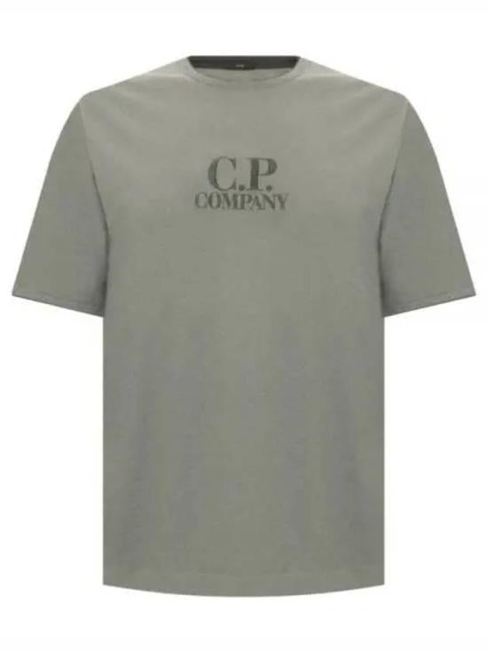 C.P. Company Minimalist Grey Short-Sleeved T-Shirt With Logo Detail