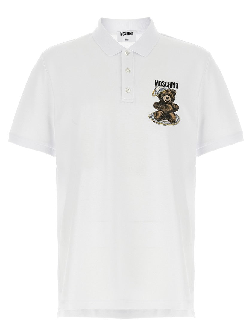 Moschino Piqué Cotton Polo Shirt With Logo Print