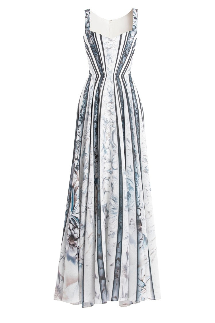 Saiid Kobeisy Linen Printed Dress With Striped, Floral Print