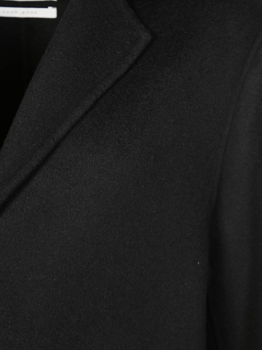 Amaranto Tailored Black Overcoat With Notched Lapels