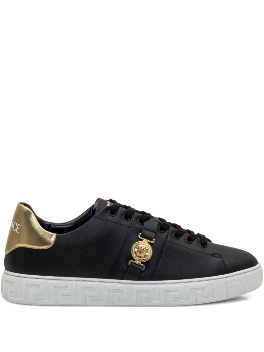 Versace Refined Black And Gold Versace Sneakers