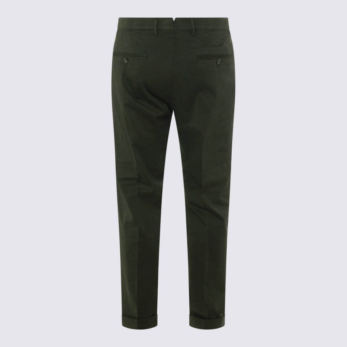 Gta Il Pantalone Tailored Fit Green Trousers With Cuffed Hem And Straight Leg