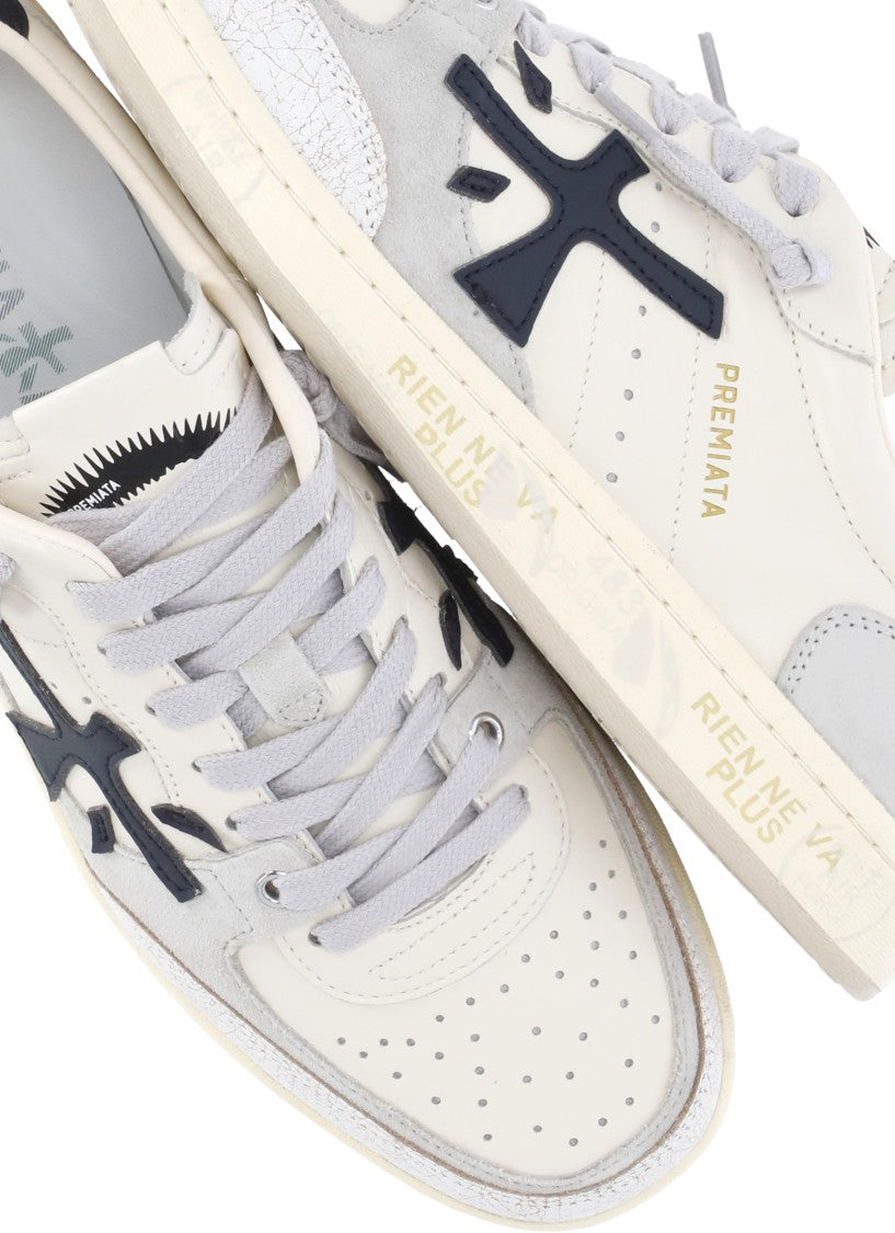 Premiata Ivory Istrice Leather Sneakers