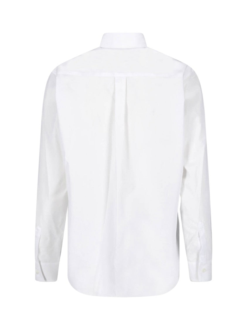 Comme Des Garçons White Lace Applique Pocket Cotton Shirt