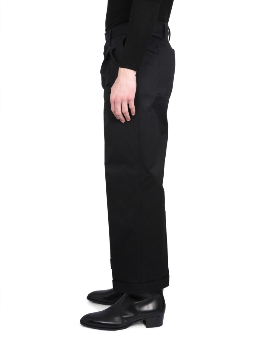 Pt Torino Relaxed-Fit Black Pants With Button And Zipper Closure