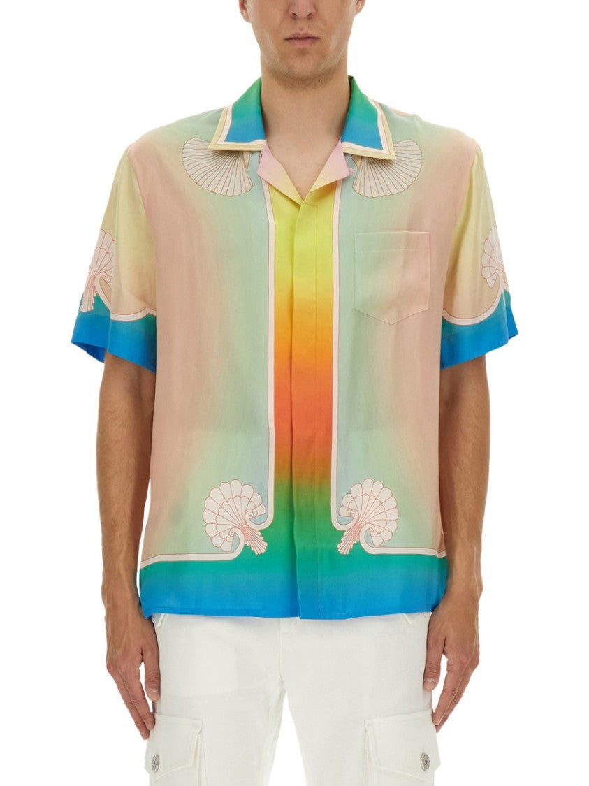 Casablanca Short-Sleeved Silk Shirt With Pastel Gradient