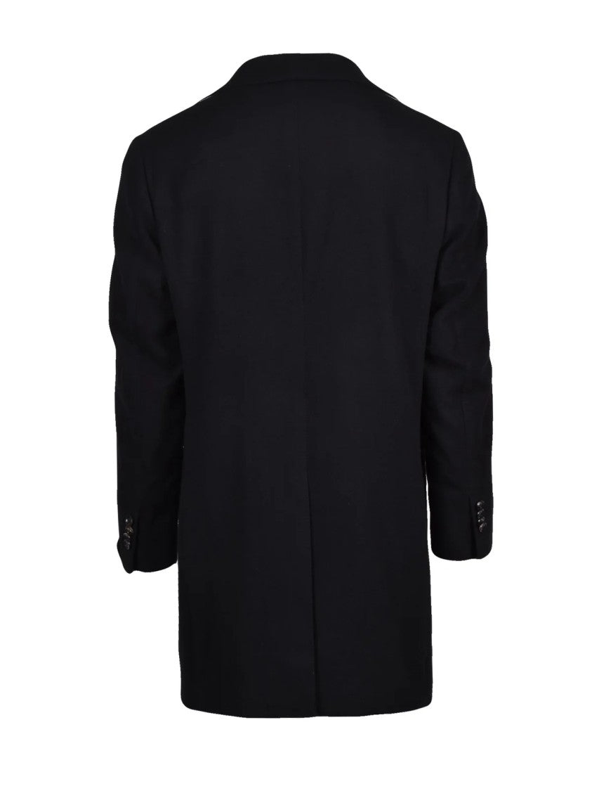 Luigi Borrelli Napoli Black Virgin Wool Coat