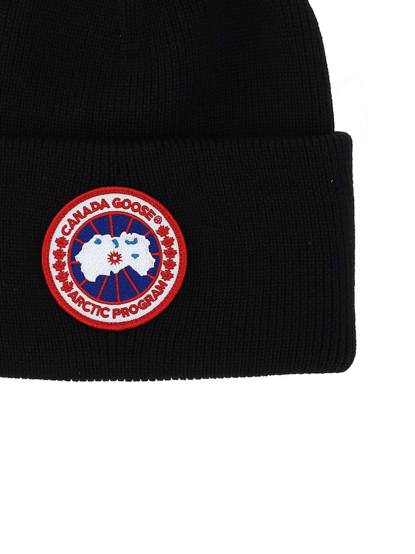 Canada Goose Classic Black Hat With Rounded Crown And Short Brim
