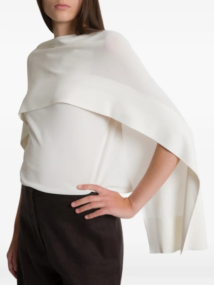 Alberta Ferretti Layered Long-Sleeved Top With Draped Cape Overlay