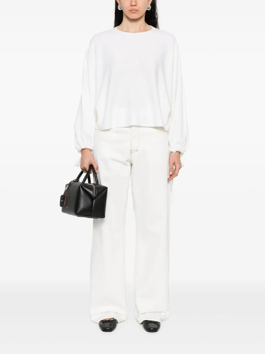 Max Mara Cropped White Sweater