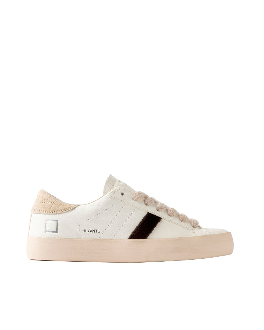 D.A.T.E Minimalist White Leather Low-Top Sneakers With Cotton Laces