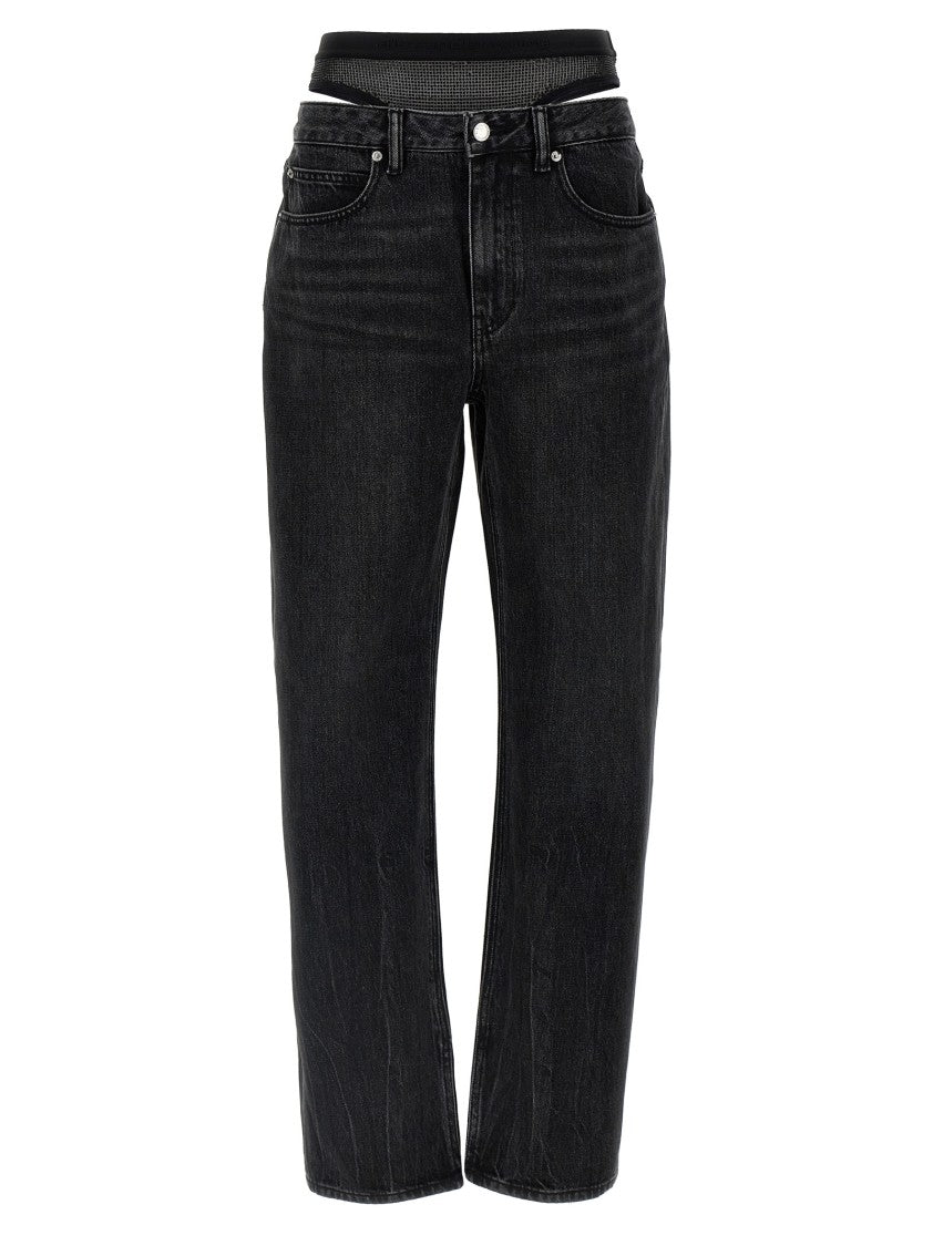 Denim X Alexander Wang Slit Hem Prestyle Hotfix Mesh Undie' Jeans