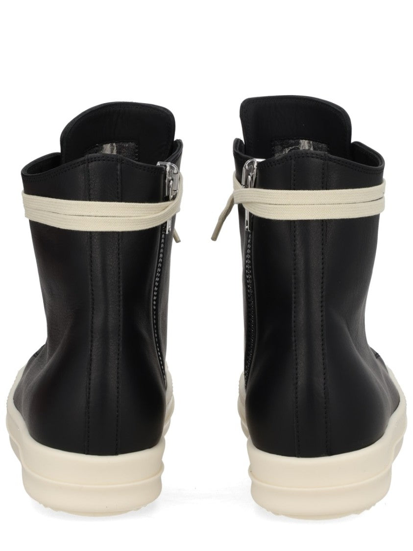 Rick Owens Black Back Zipper Ridged Sole Sneakers