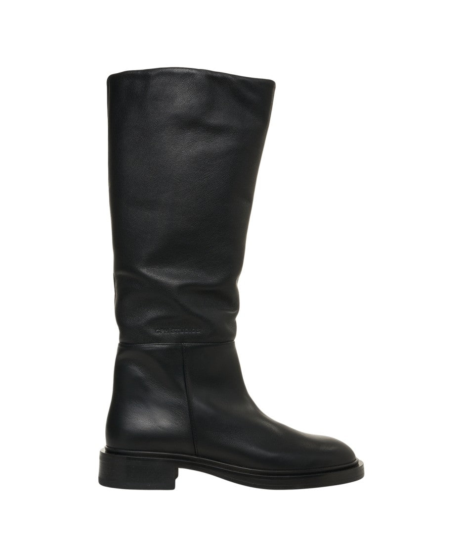 Copenaghen Knee-High Black Leather Copenaghen Boots With Minimalist Design