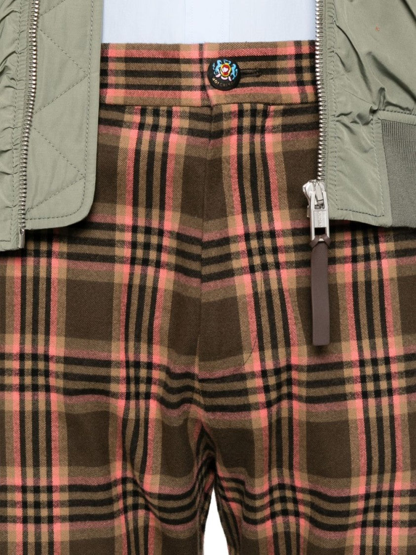 Moschino Cropped Brown Check Trousers