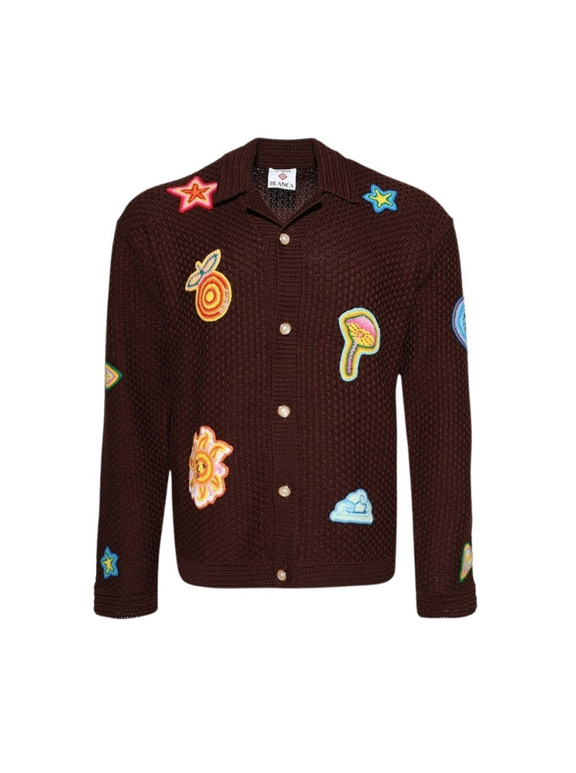 Casablanca Crochet Shirt With Patches Brown