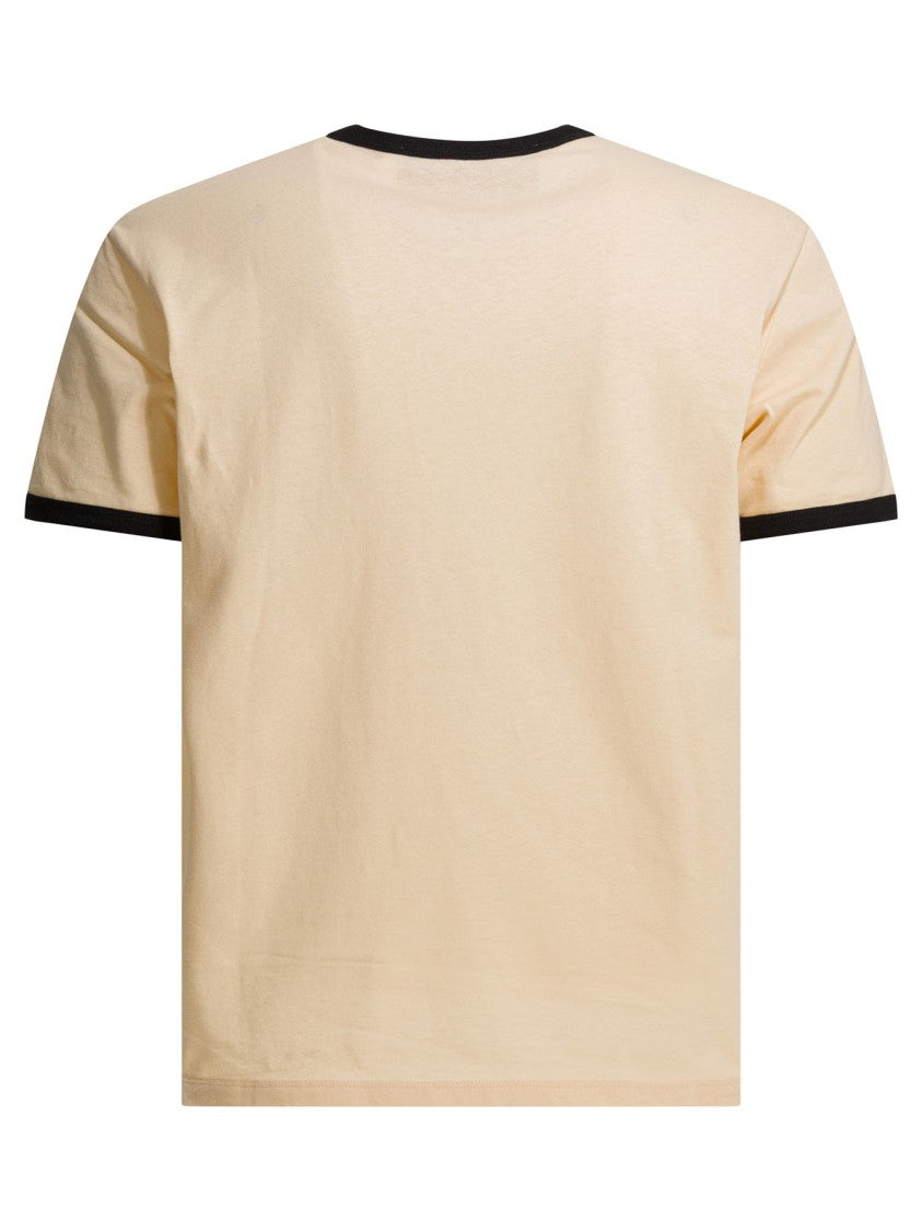 Valentino Beige Panther Graphic Print T-Shirt With Ribbed Trims