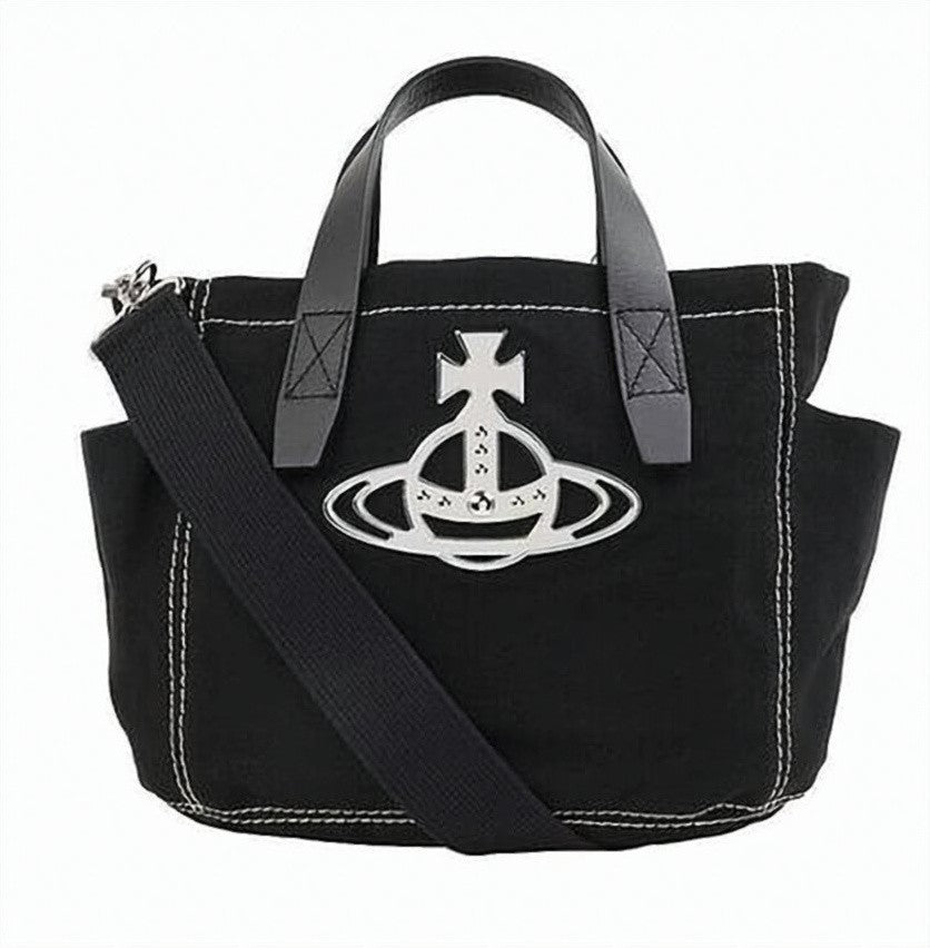 Vivienne Westwood Structured Cotton Tote Bag With Contrast Stitching