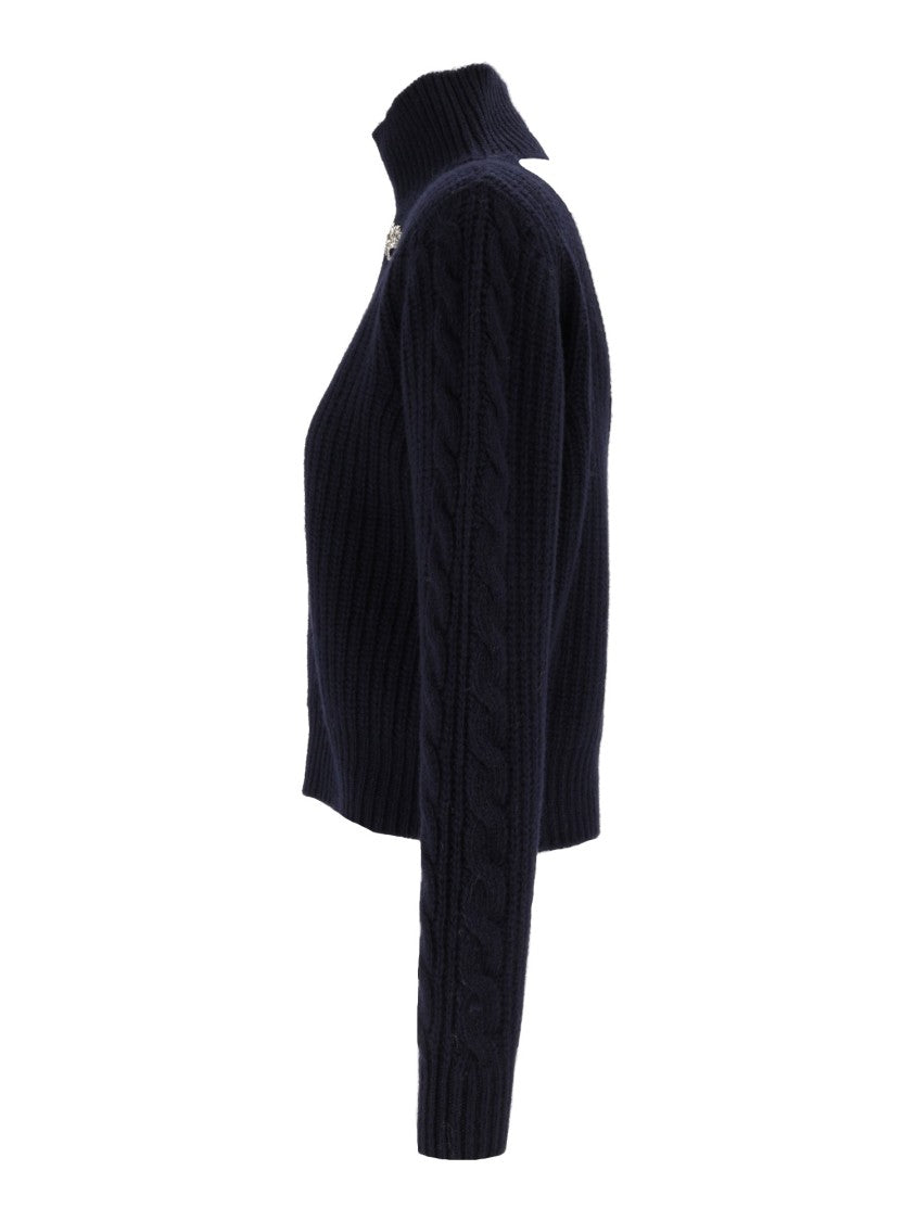 Shirt A Porter Cut Out Brooch V-Back Cropped Sweater