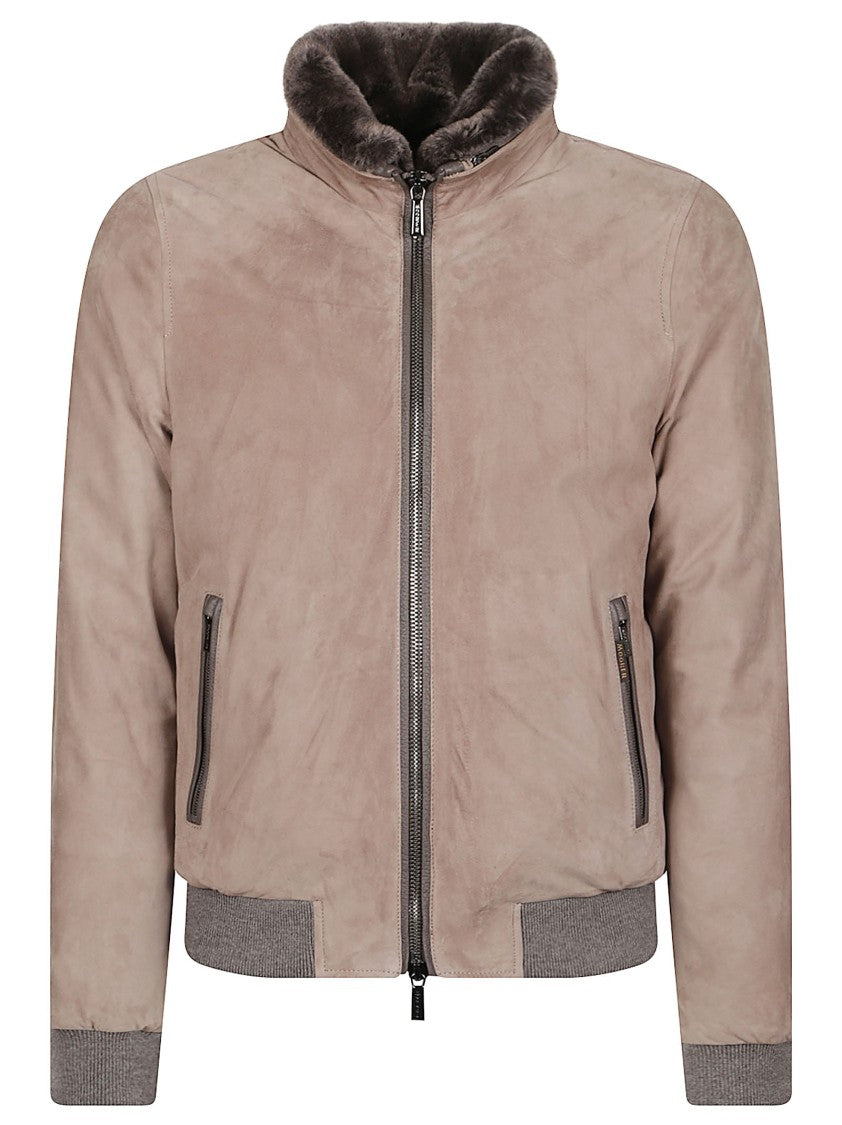 Moorer Bellati-Ur Plush Fur-Collar Cashmere Bomber Jacket