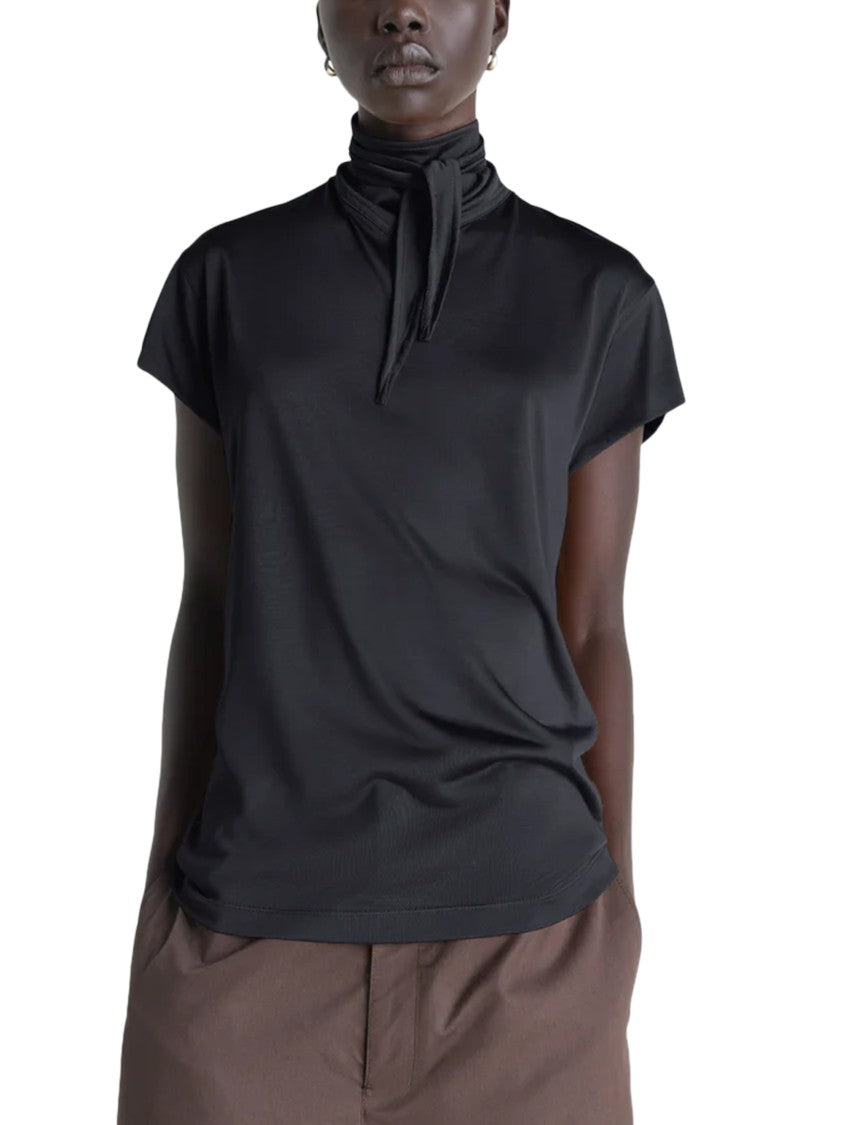 Lemaire Short Sleeve Foulard Top With Tied Scarf Detail