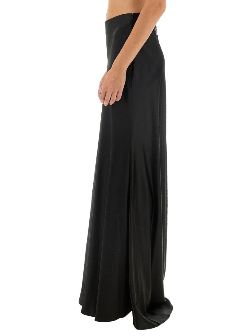 Kiton Flowing Black Maxi Skirt With Smooth Finish