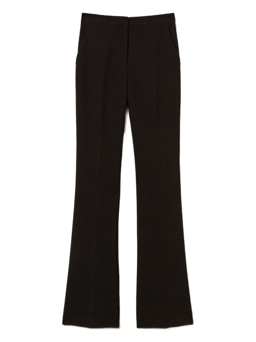 Twin-Set Tailored Black Trousers With Flared Hem