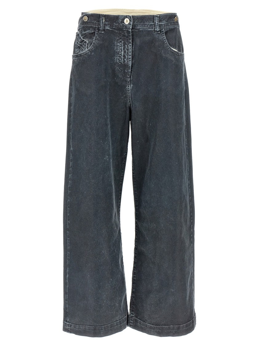 The Attico Baggy Leg Cotton Denim Jeans