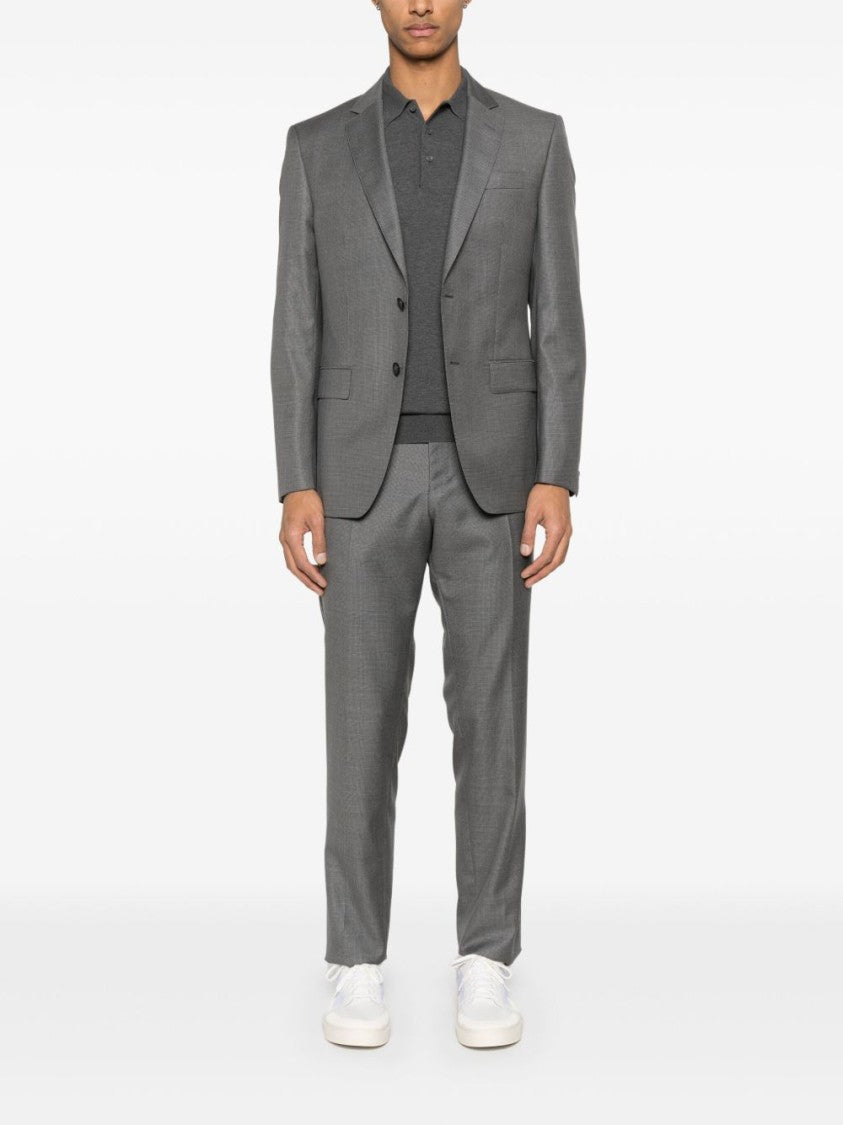 Barba Tailored Grey Polo Shirt With Textured Finish