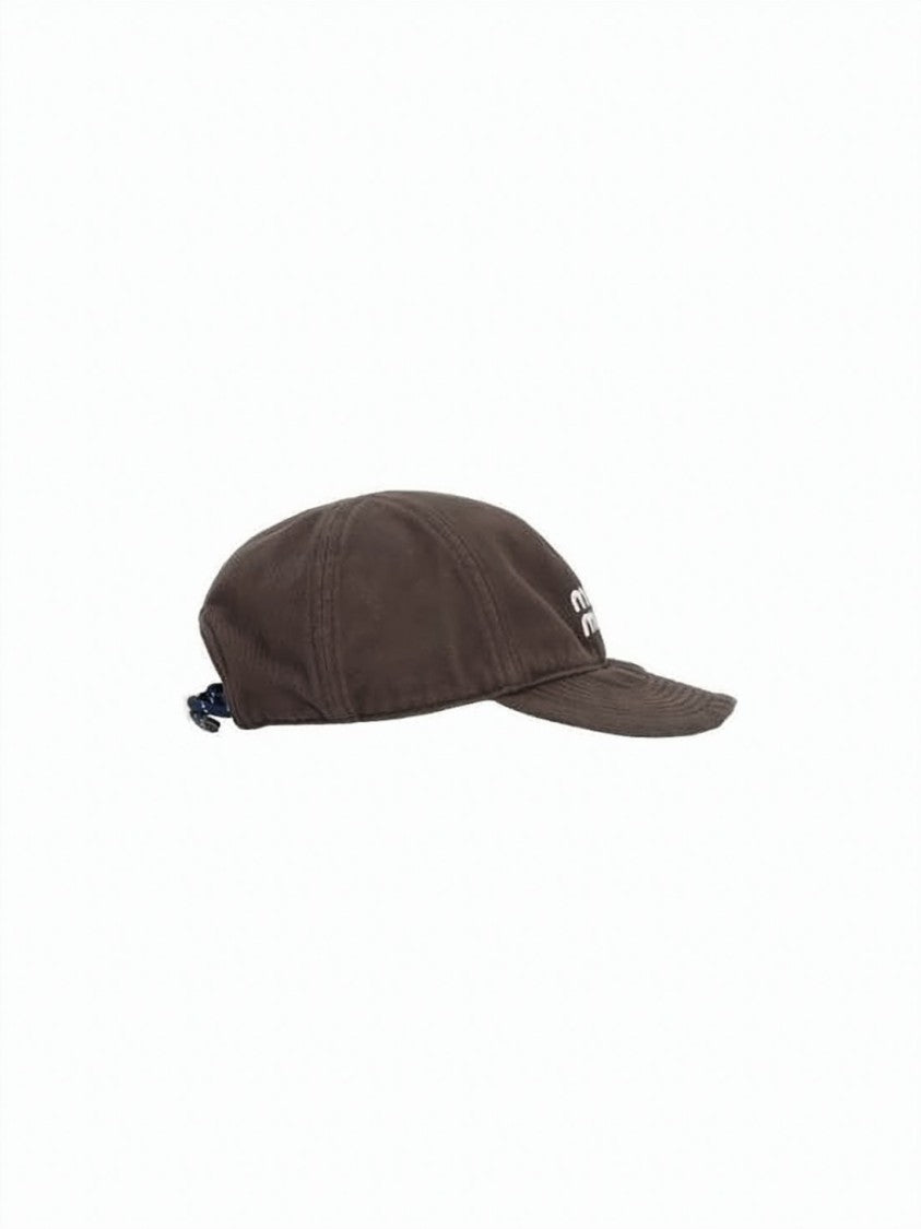 Miu Miu Structured Cotton Cap With Embroidered Logo By Miu Miu
