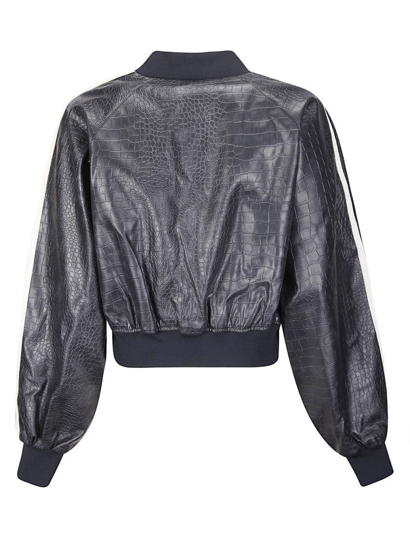 Adidas Originals Short-Fit Bomber Jacket In Crocodile-Effect Synthetic Leather