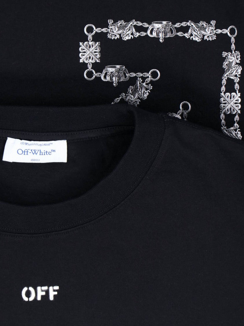Off-White Chain Arrow Black Cotton T-Shirt With Iconic Logo And Graphic