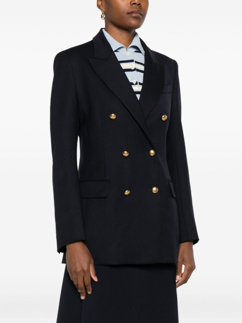 Parosh Double-Breasted Blazer With Gold Buttons