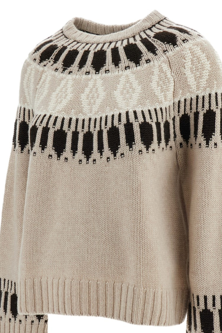 Arch4 Beige Brown Jackson Fair Isle Cashmere Crewneck Sweater
