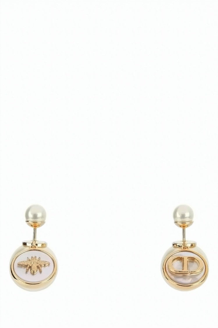 Dior Oval Pendant Earrings With Gold-Tone Frame
