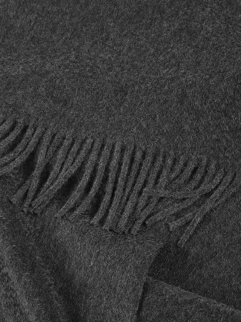 Zegna Oasi Dark Grey Cashmere Fringed Scarf