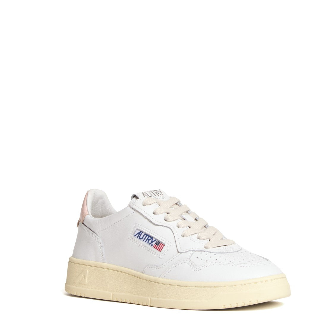 Autry White Pink Leather Medalist Low Sneakers